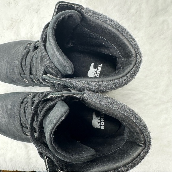 Sorel Black Harlow Conquest Lace Up Boots Size 7.5 - Picture 5 of 6